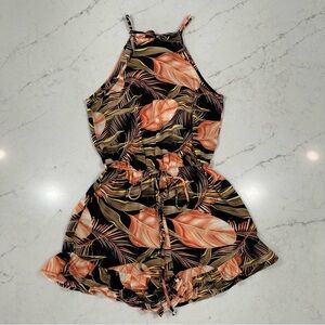 Tropical Print Sheer Romper